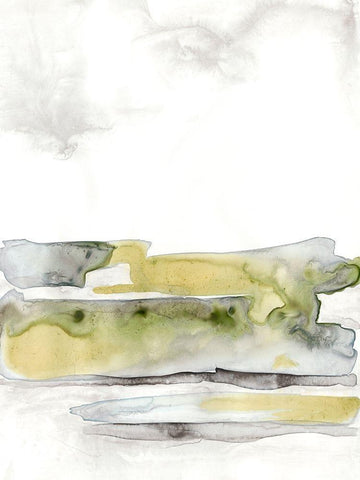 Organic Seascape Green I White Modern Wood Framed Art Print with Double Matting by Bramma, Lila