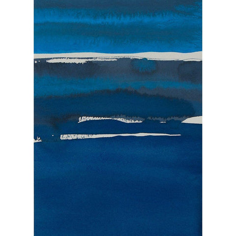 Sapphire Horizon I White Modern Wood Framed Art Print by Delamater, Rob