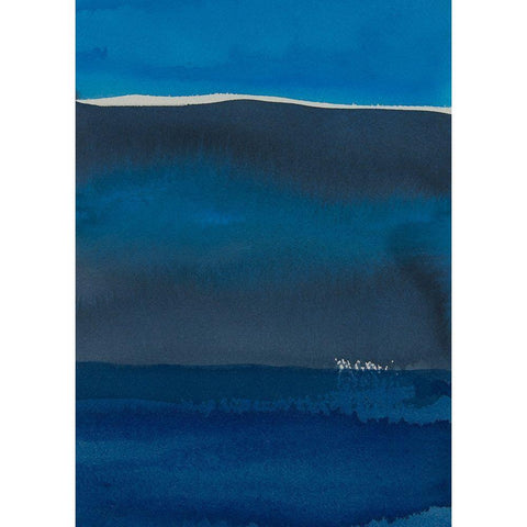 Sapphire Horizon II Black Modern Wood Framed Art Print with Double Matting by Delamater, Rob