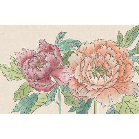 Peony Blooms IV Gold Ornate Wood Framed Art Print with Double Matting by Wang, Melissa