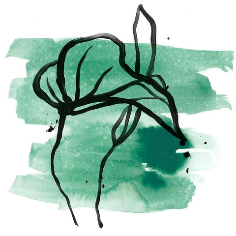 Tropical Sumi-e I Black Modern Wood Framed Art Print with Double Matting by Vess, June Erica