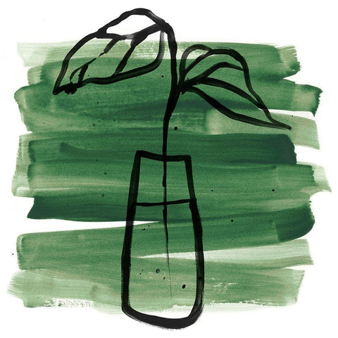 Tropical Sumi-e III Black Modern Wood Framed Art Print with Double Matting by Vess, June Erica