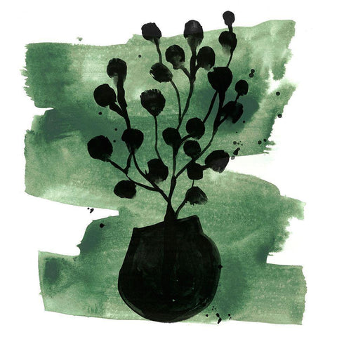 Tropical Sumi-e IV White Modern Wood Framed Art Print with Double Matting by Vess, June Erica