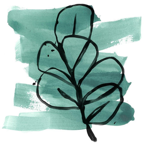 Tropical Sumi-e V Black Modern Wood Framed Art Print by Vess, June Erica