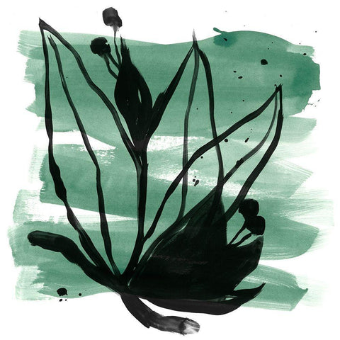 Tropical Sumi-e VII White Modern Wood Framed Art Print by Vess, June Erica