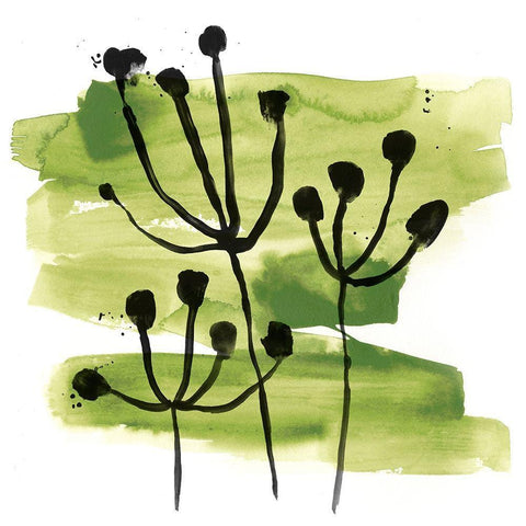 Tropical Sumi-e VIII White Modern Wood Framed Art Print with Double Matting by Vess, June Erica