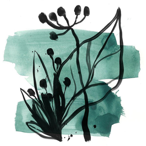 Tropical Sumi-e IX Black Ornate Wood Framed Art Print with Double Matting by Vess, June Erica