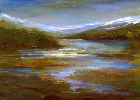 Mountain Stream Black Ornate Wood Framed Art Print with Double Matting by Finch, Sheila