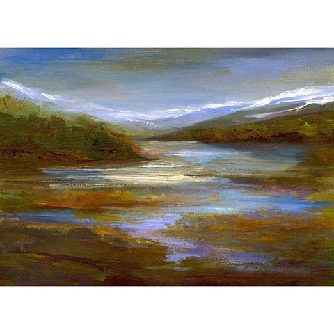 Mountain Stream Black Modern Wood Framed Art Print by Finch, Sheila