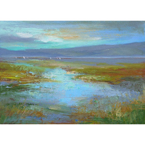 Sailing the South Bay Black Modern Wood Framed Art Print with Double Matting by Finch, Sheila