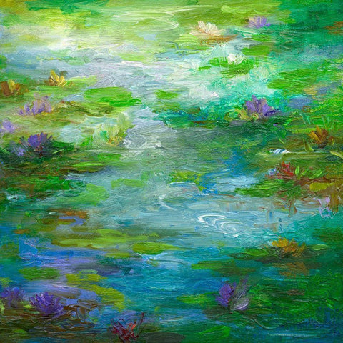 Water Lily Pond #1 Black Modern Wood Framed Art Print with Double Matting by Finch, Sheila