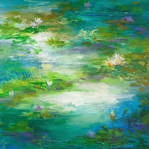 Water Lily Pond #2 Black Modern Wood Framed Art Print with Double Matting by Finch, Sheila