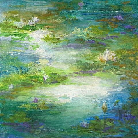 Water Lily Pond #2 Black Modern Wood Framed Art Print with Double Matting by Finch, Shiela
