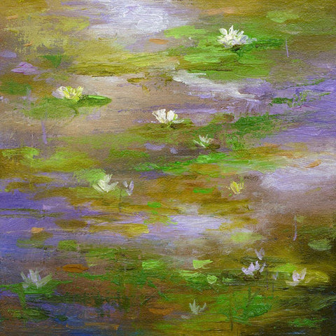 Water Lily Pond #3 Black Modern Wood Framed Art Print with Double Matting by Finch, Sheila