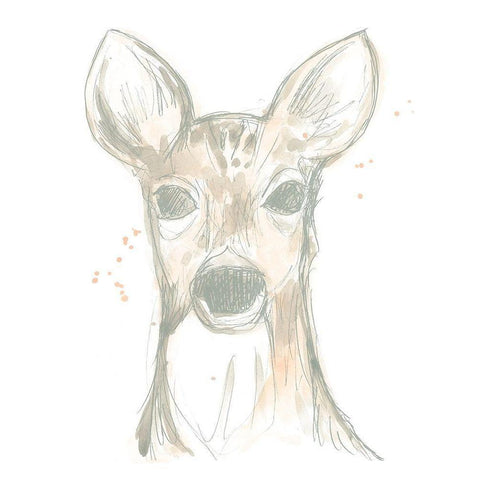 Deer Cameo II White Modern Wood Framed Art Print by Vess, June Erica