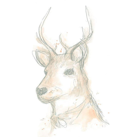 Deer Cameo III White Modern Wood Framed Art Print by Vess, June Erica