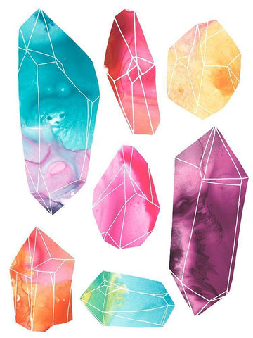 Prism Crystals I White Modern Wood Framed Art Print with Double Matting by Vess, June Erica