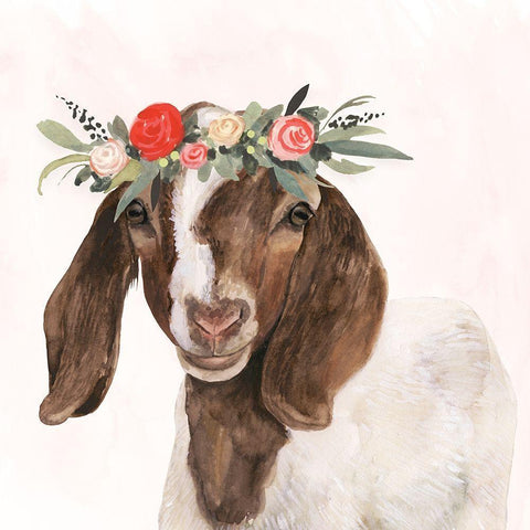 Garden Goat II White Modern Wood Framed Art Print by Borges, Victoria