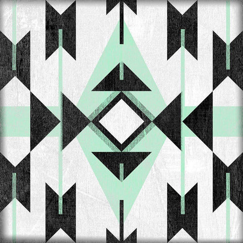 Modern Aztec Motif II Black Ornate Wood Framed Art Print with Double Matting by Vess, June Erica