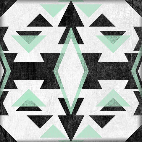 Modern Aztec Motif IV Black Modern Wood Framed Art Print with Double Matting by Vess, June Erica