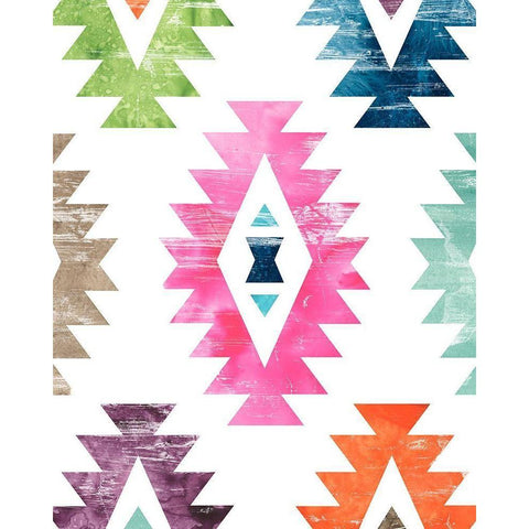 Aztec Brights I Black Modern Wood Framed Art Print by Vess, June Erica