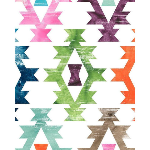 Aztec Brights II White Modern Wood Framed Art Print by Vess, June Erica