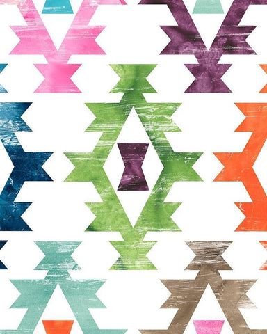 Aztec Brights II Black Ornate Wood Framed Art Print with Double Matting by Vess, June Erica