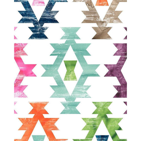 Aztec Brights III White Modern Wood Framed Art Print by Vess, June Erica