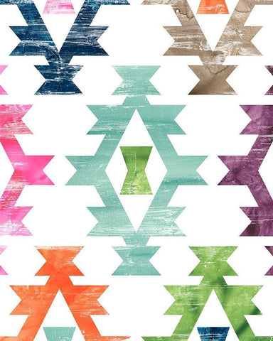 Aztec Brights III White Modern Wood Framed Art Print with Double Matting by Vess, June Erica