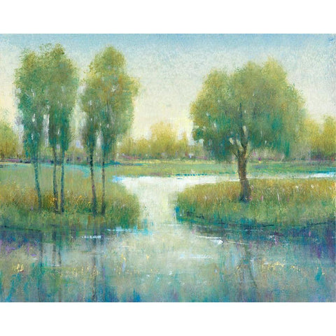 Winding River I Black Modern Wood Framed Art Print with Double Matting by OToole, Tim