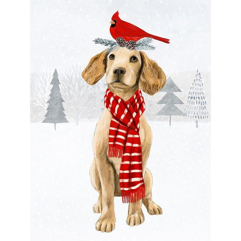 Christmas Cats and Dogs V Gold Ornate Wood Framed Art Print with Double Matting by Borges, Victoria