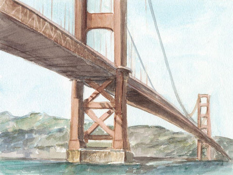 Iconic Watercolor Bridge III Black Ornate Wood Framed Art Print with Double Matting by Harper, Ethan