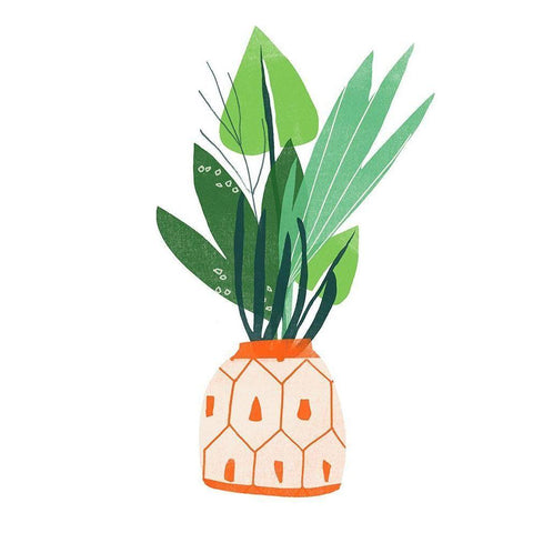Happy Plants III White Modern Wood Framed Art Print by Vess, June Erica