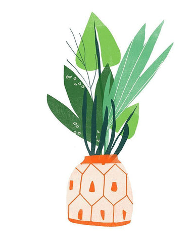 Happy Plants III White Modern Wood Framed Art Print with Double Matting by Vess, June Erica
