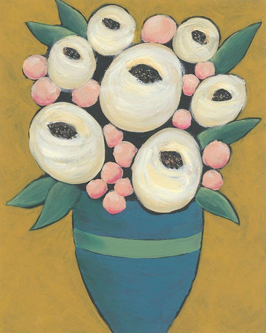 Country Garden Bouquet I White Modern Wood Framed Art Print with Double Matting by Moore, Regina