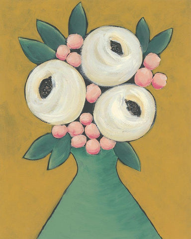 Country Garden Bouquet II White Modern Wood Framed Art Print with Double Matting by Moore, Regina