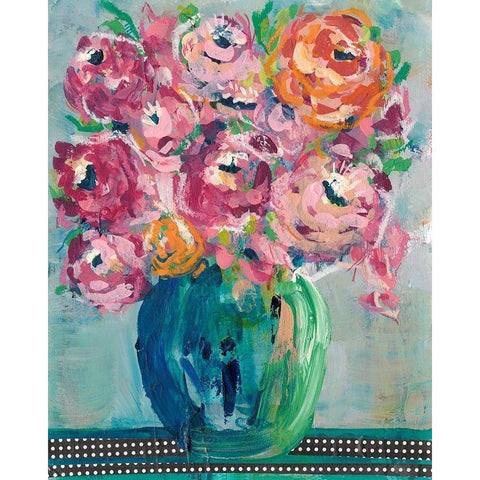 Feisty Floral II Black Modern Wood Framed Art Print with Double Matting by Moore, Regina