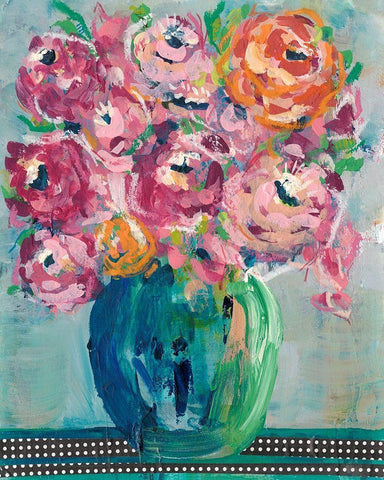 Feisty Floral II White Modern Wood Framed Art Print with Double Matting by Moore, Regina