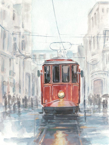 Watercolor Streetcar Study I Black Ornate Wood Framed Art Print with Double Matting by Harper, Ethan