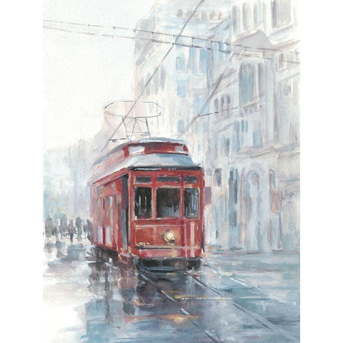 Watercolor Streetcar Study II White Modern Wood Framed Art Print by Harper, Ethan