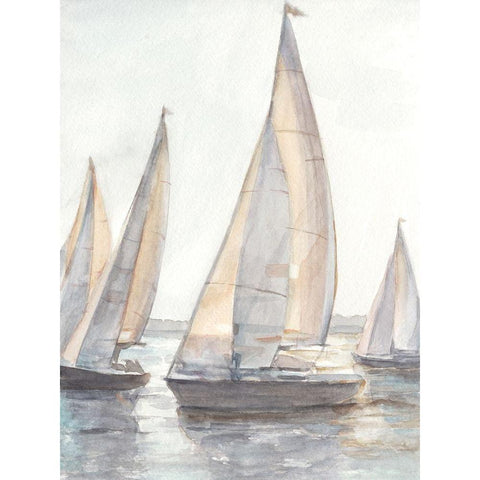 Plein Air Sailboats I Black Modern Wood Framed Art Print with Double Matting by Harper, Ethan