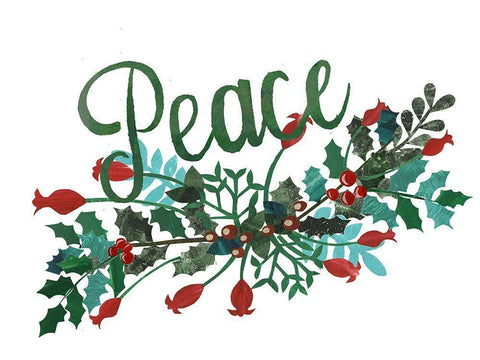 Cut Wreath Christmas II Black Ornate Wood Framed Art Print with Double Matting by Moore, Regina