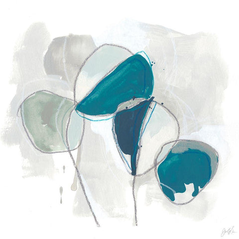 Elliptic Posey II White Modern Wood Framed Art Print with Double Matting by Vess, June Erica