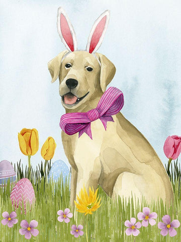 Puppy Easter I White Modern Wood Framed Art Print with Double Matting by Popp, Grace