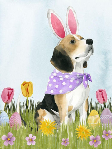 Puppy Easter II White Modern Wood Framed Art Print with Double Matting by Popp, Grace