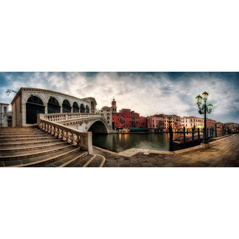 Rialto - Grand Canal Panorama Black Modern Wood Framed Art Print by Head, Danny
