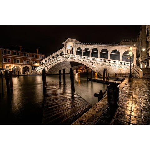 Rialto in the Rain Black Modern Wood Framed Art Print by Head, Danny