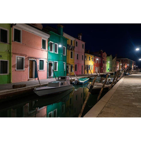 Burano Street Lights I Gold Ornate Wood Framed Art Print with Double Matting by Head, Danny