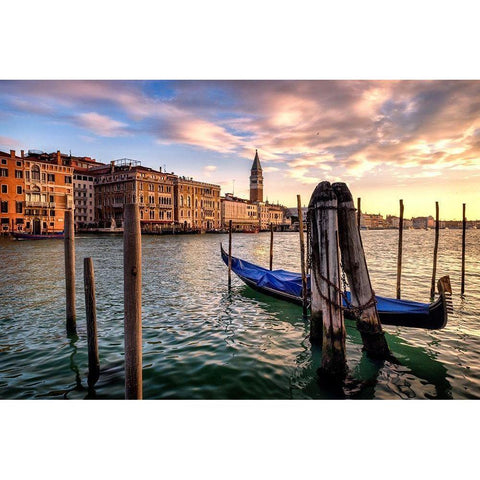 Venice Morning Black Modern Wood Framed Art Print by Head, Danny