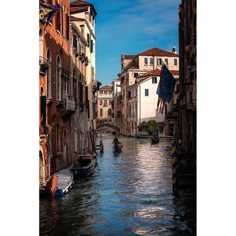 Passing Gondolas Gold Ornate Wood Framed Art Print with Double Matting by Head, Danny